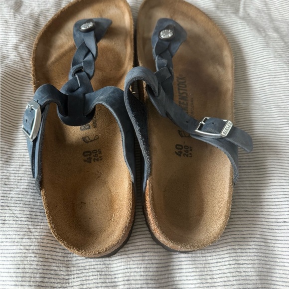 Navy braided Birkenstock Braided Gizeh Sandals size 40 - Picture 2 of 3